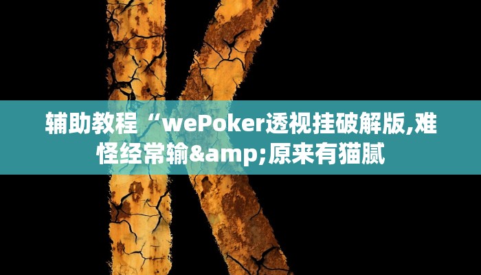 辅助教程“wePoker透视挂破解版,难怪经常输&原来有猫腻