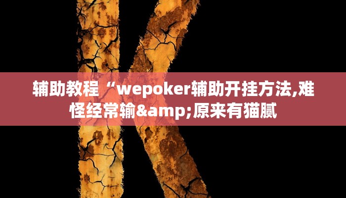 辅助教程“wepoker辅助开挂方法,难怪经常输&原来有猫腻