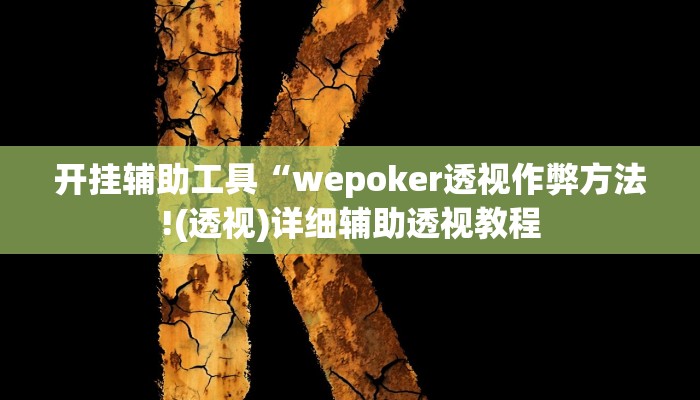 开挂辅助工具“wepoker透视作弊方法!(透视)详细辅助透视教程