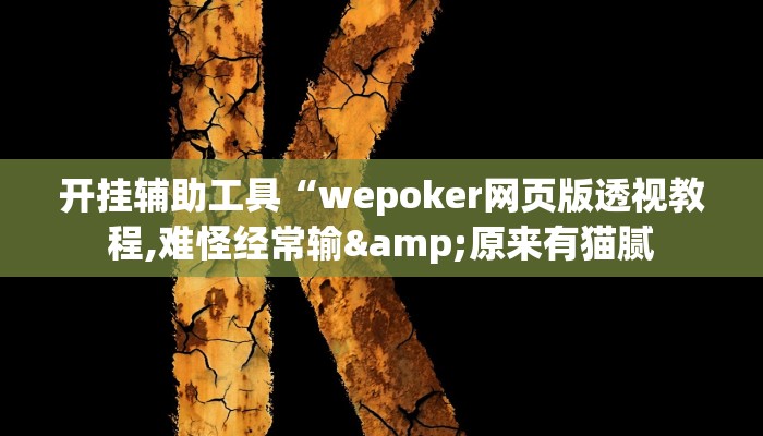 开挂辅助工具“wepoker网页版透视教程,难怪经常输&原来有猫腻