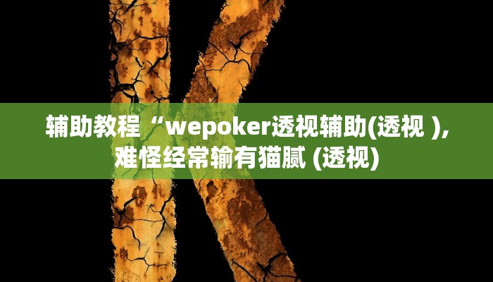 辅助教程“wepoker透视辅助(透视 ),难怪经常输有猫腻 (透视)