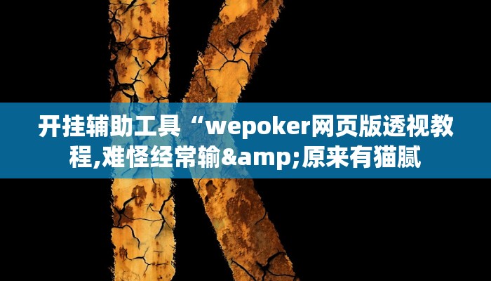 开挂辅助工具“wepoker网页版透视教程,难怪经常输&原来有猫腻