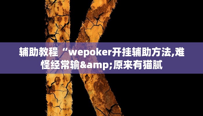 辅助教程“wepoker开挂辅助方法,难怪经常输&原来有猫腻