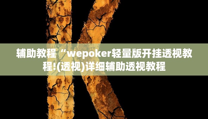 辅助教程“wepoker轻量版开挂透视教程!(透视)详细辅助透视教程