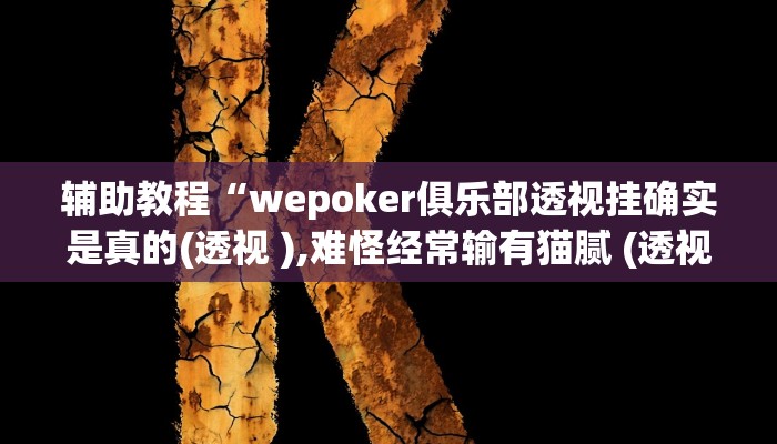 辅助教程“wepoker俱乐部透视挂确实是真的(透视 ),难怪经常输有猫腻 (透视)