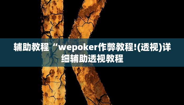 辅助教程“wepoker作弊教程!(透视)详细辅助透视教程