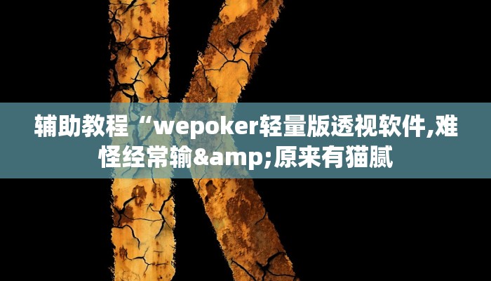 辅助教程“wepoker轻量版透视软件,难怪经常输&原来有猫腻