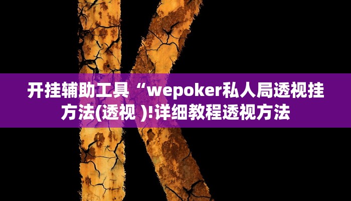 开挂辅助工具“wepoker私人局透视挂方法(透视 )!详细教程透视方法