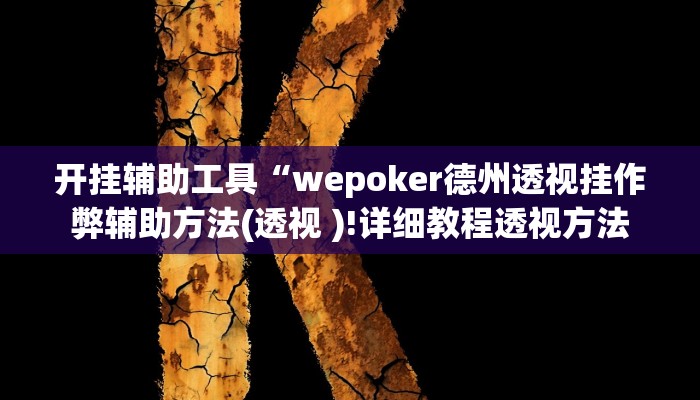 开挂辅助工具“wepoker德州透视挂作弊辅助方法(透视 )!详细教程透视方法