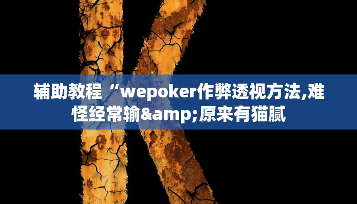 辅助教程“wepoker作弊透视方法,难怪经常输&原来有猫腻