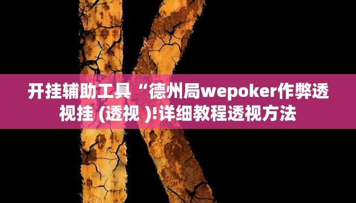 开挂辅助工具“德州局wepoker作弊透视挂 (透视 )!详细教程透视方法