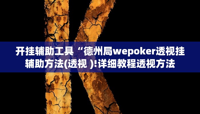 开挂辅助工具“德州局wepoker透视挂辅助方法(透视 )!详细教程透视方法