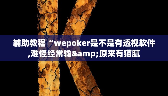 辅助教程“wepoker是不是有透视软件,难怪经常输&原来有猫腻