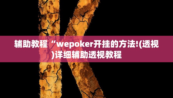 辅助教程“wepoker开挂的方法!(透视)详细辅助透视教程