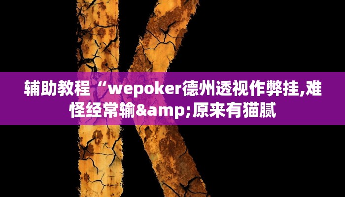 辅助教程“wepoker德州透视作弊挂,难怪经常输&原来有猫腻