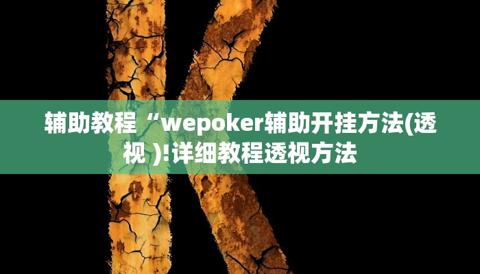 辅助教程“wepoker辅助开挂方法(透视 )!详细教程透视方法