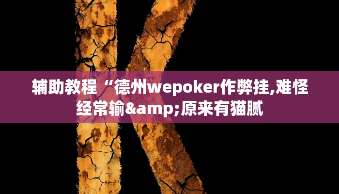 辅助教程“德州wepoker作弊挂,难怪经常输&原来有猫腻