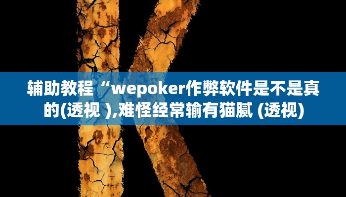 辅助教程“wepoker作弊软件是不是真的(透视 ),难怪经常输有猫腻 (透视)