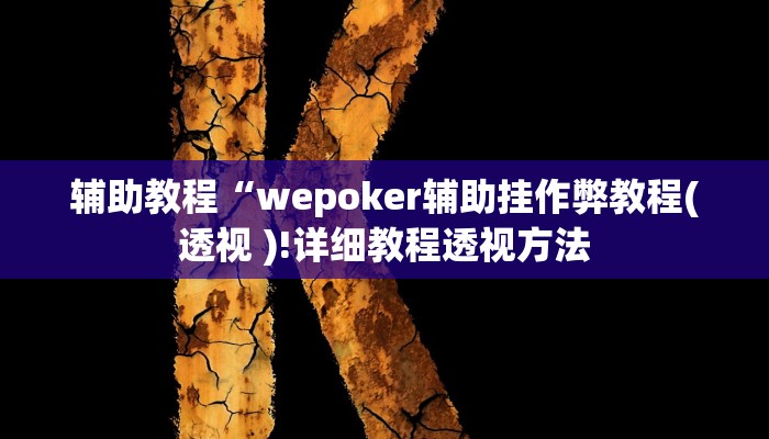 辅助教程“wepoker辅助挂作弊教程(透视 )!详细教程透视方法