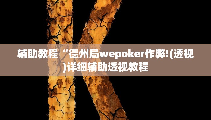 辅助教程“德州局wepoker作弊!(透视)详细辅助透视教程