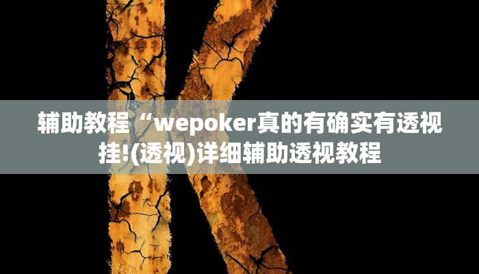 辅助教程“wepoker真的有确实有透视挂!(透视)详细辅助透视教程